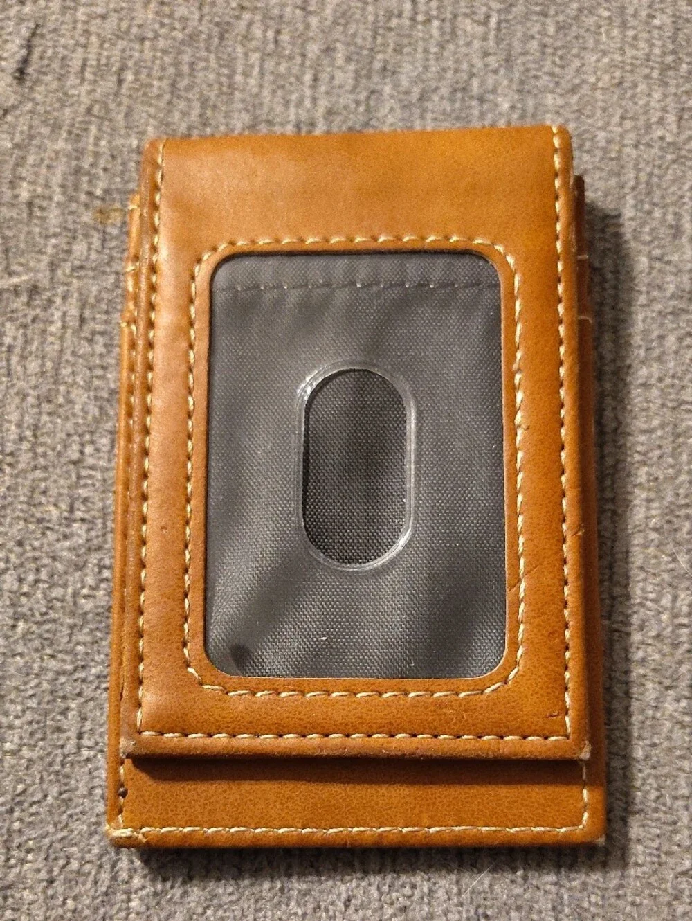 Leather Card Wallet with Dolphin Sun Logo - Tan